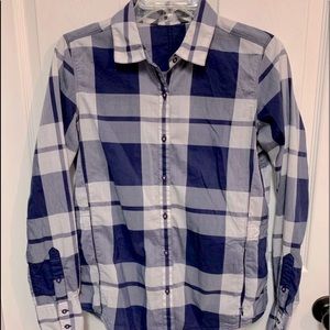 The North face long sleeve blue and white plaid button up XS ladies